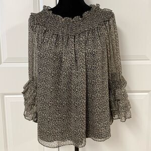 Cece Leopard Print Off The Shoulder Blouse